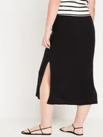 High-Waisted Midi Slip Skirt