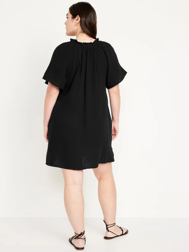 Crinkle Gauze Mini Swing Dress