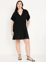 Crinkle Gauze Mini Swing Dress