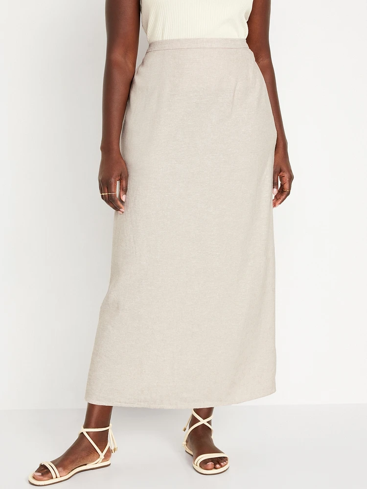 Linen-Blend Maxi Skirt