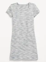 Short-Sleeve Rib-Knit Space-Dye Dress for Girls