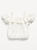 Off-The-Shoulder Ruffled Jacquard-Knit Top for Baby