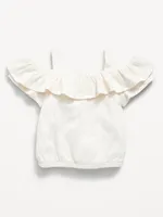 Off-The-Shoulder Ruffled Jacquard-Knit Top for Baby