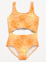 One-Piece Cutout Swimsuit for Girls