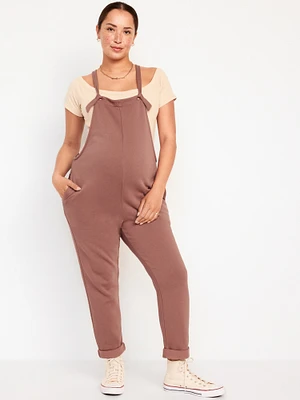 Maternity Knotted-Strap Fleece Overalls