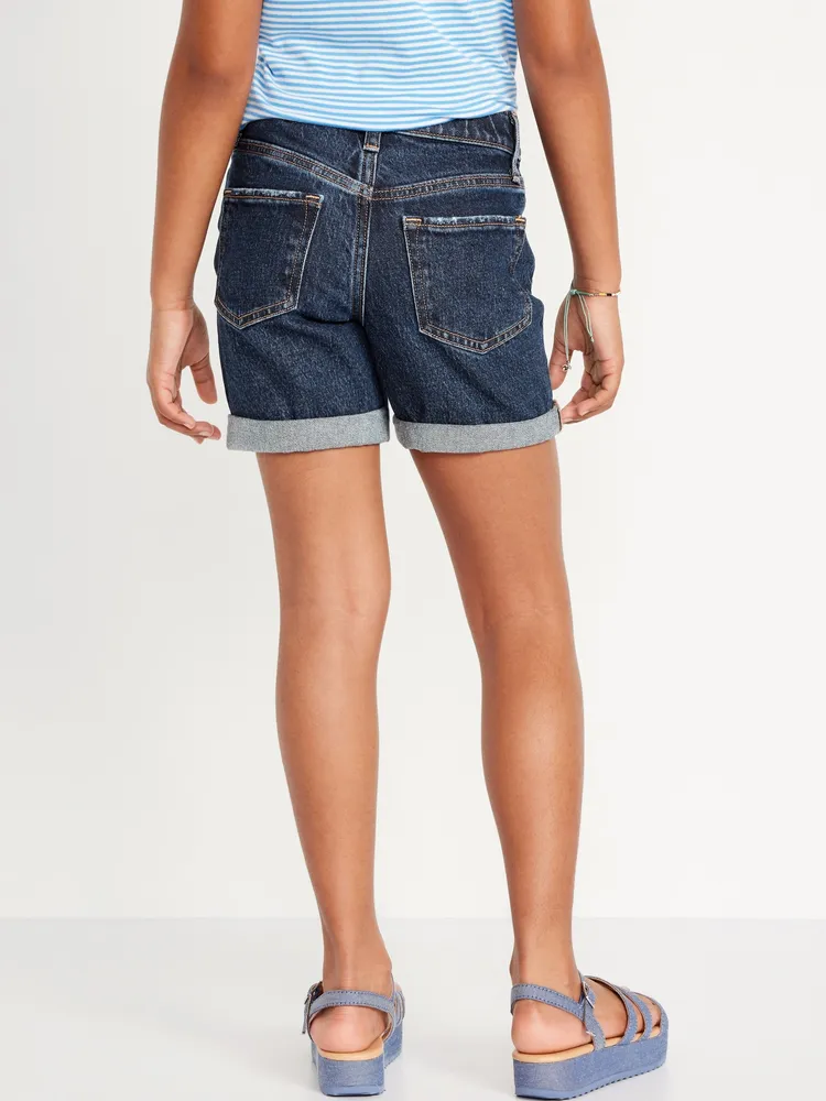 High-Waisted Button-Fly Jean Midi Shorts for Girls