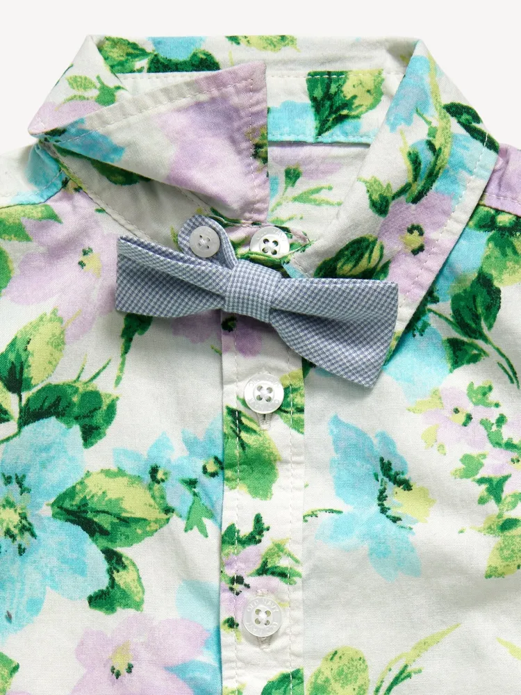 Printed Poplin Shirt & Bow-Tie Set for Baby