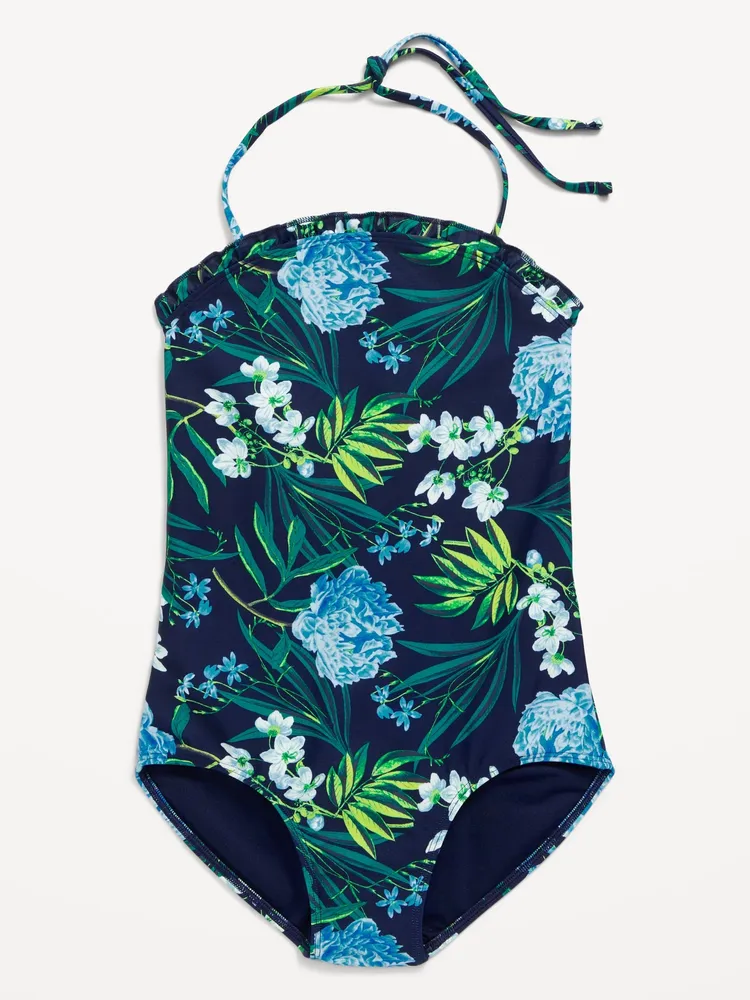 Printed Side-Cutout One-Piece Swimsuit for Girls