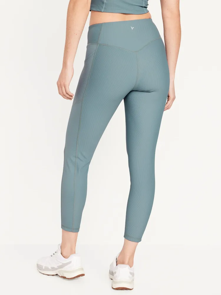 High-Waisted PowerSoft Ribbed 7/8 Leggings