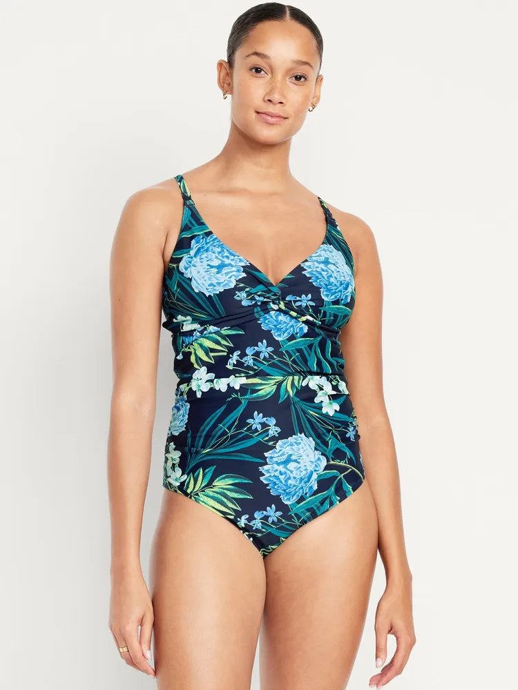 Maternity Printed Twist-Front Nursing Swimsuit