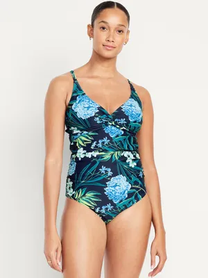 Maternity Printed Twist-Front Nursing Swimsuit