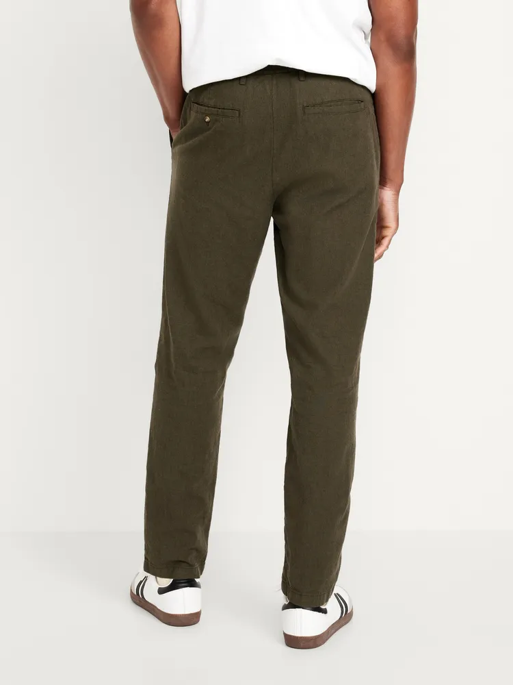 Loose Taper Linen-Blend Ankle Pants