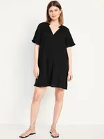 Crinkle Gauze Mini Swing Dress