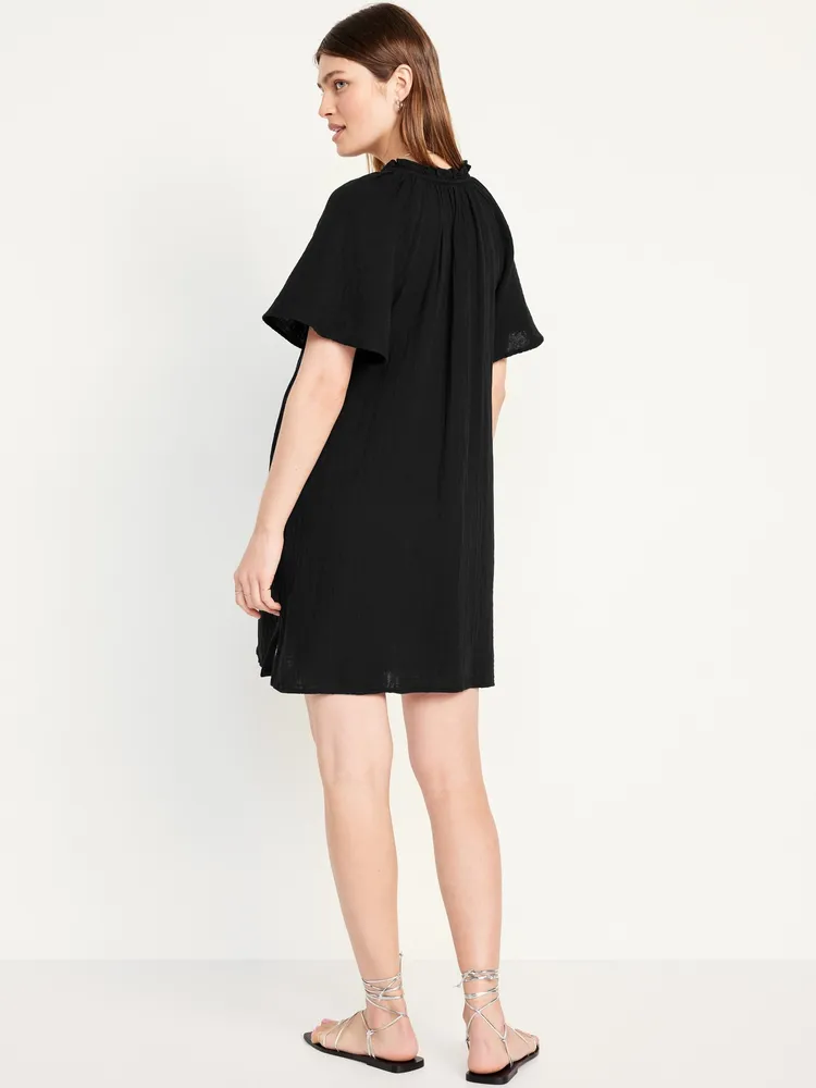 Crinkle Gauze Mini Swing Dress