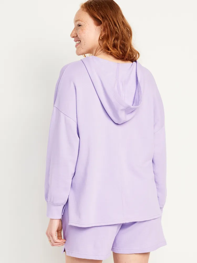 Oversized French-Terry Tunic Hoodie