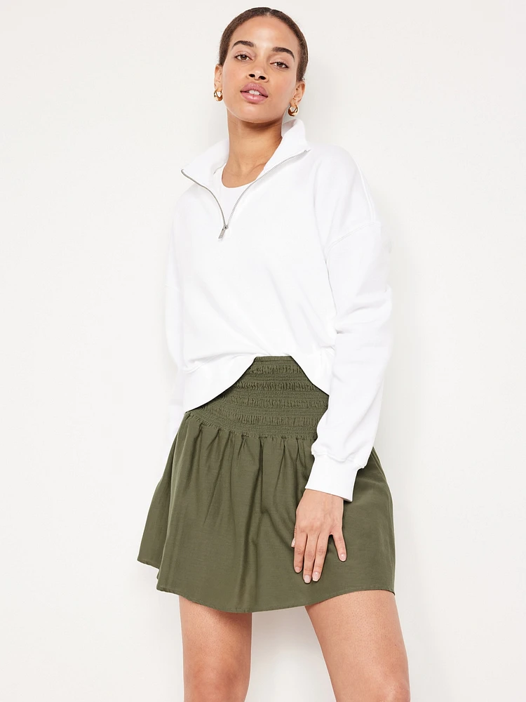 Smocked-Waist Mini Skirt