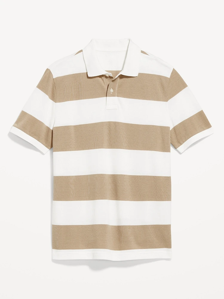 Classic Fit Striped Pique Polo