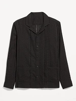 Button-Front Eyelet Shirt