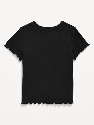 Short-Sleeve Lettuce-Edge T-Shirt for Toddler Girls