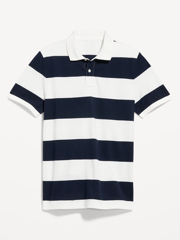 Classic Fit Striped Pique Polo