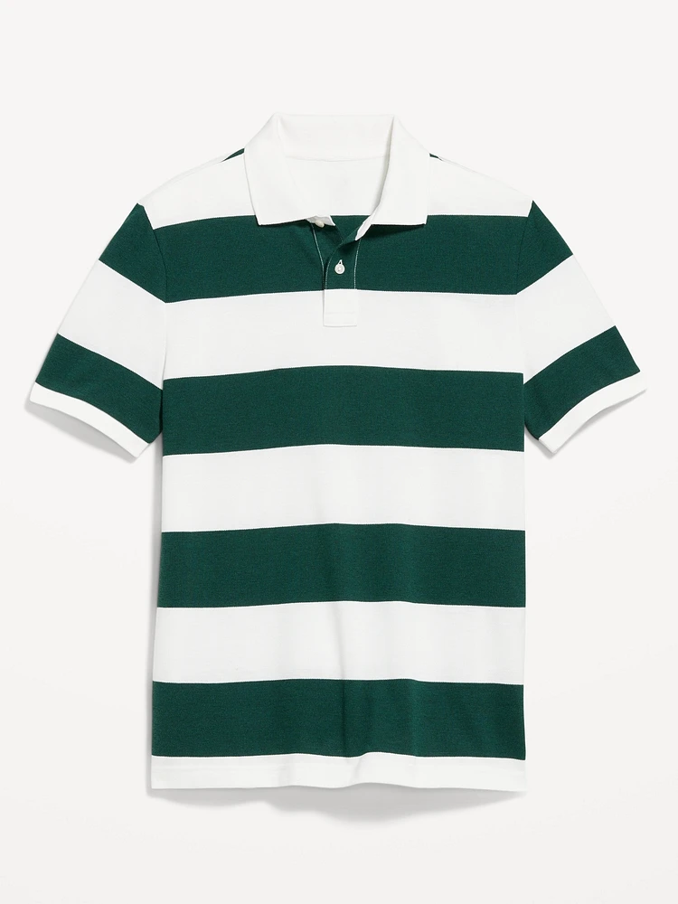 Classic Fit Striped Pique Polo