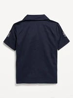 Short-Sleeve Embroidered Camp Shirt for Toddler Boys