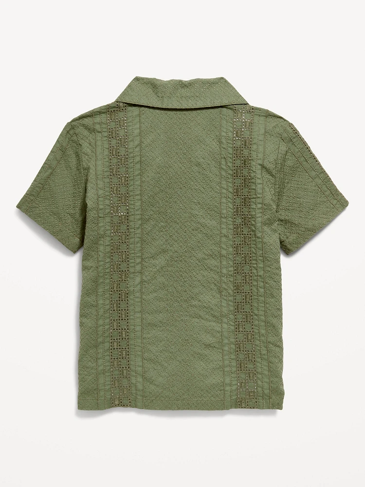 Short-Sleeve Textured Camp Shirt for Toddler Boys