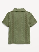Short-Sleeve Textured Camp Shirt for Toddler Boys
