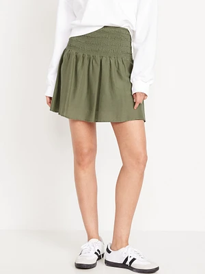 Smocked-Waist Mini Skirt