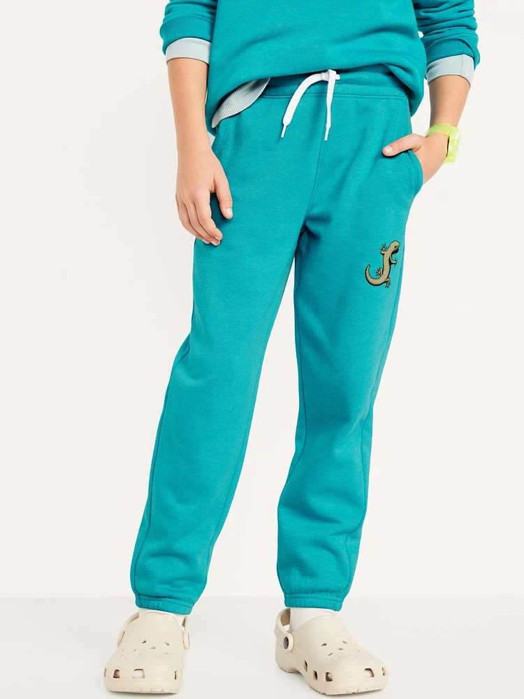 Gender-Neutral Fleece Cinched Graphic Jogger Sweatpants for Kids