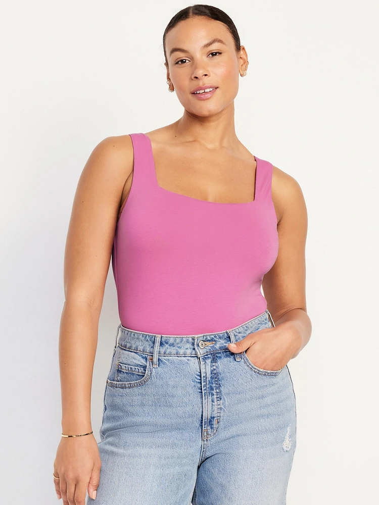 Square-Neck Tank Top Bodysuit