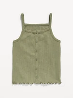 Fitted Button-Front Tank Top for Girls