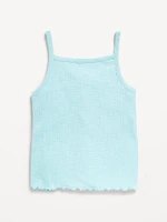 Fitted Button-Front Embroidered Graphic Tank Top for Girls