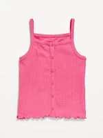 Fitted Button-Front Tank Top for Girls