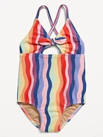 Printed Cutout One-Piece Swimsuit for Toddler Girls