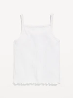 Fitted Button-Front Embroidered Graphic Tank Top for Girls