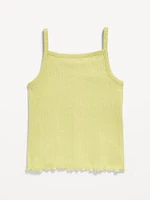 Fitted Button-Front Embroidered Graphic Tank Top for Girls