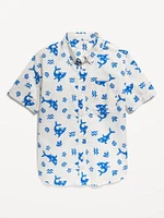 Short-Sleeve Printed Poplin Shirt for Boys