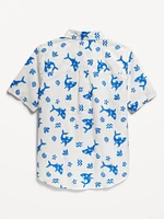 Short-Sleeve Printed Poplin Shirt for Boys