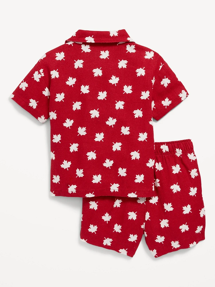 Printed Linen-Blend Shirt and Shorts Set for Baby