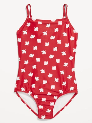 Printed Back-Cutout One-Piece Swimsuit for Girls
