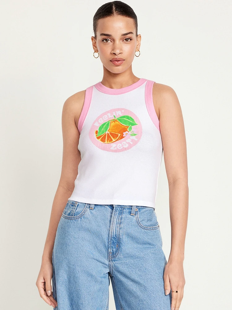 Graphic Crop Tank Top