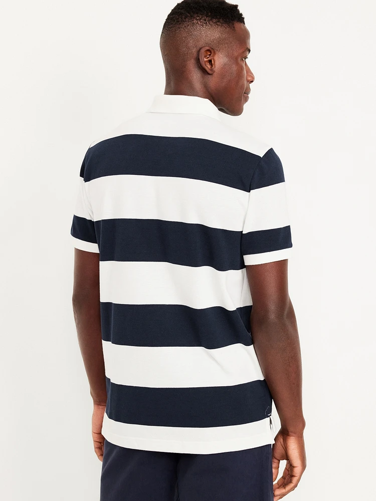 Classic Fit Striped Pique Polo