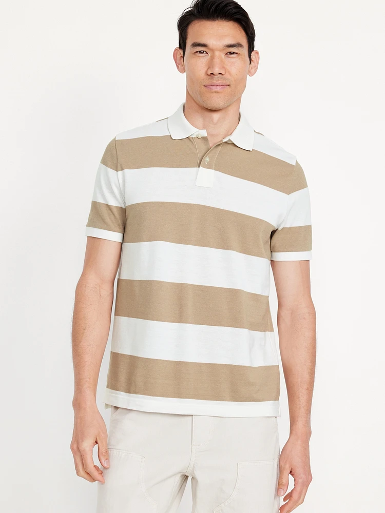 Classic Fit Striped Pique Polo