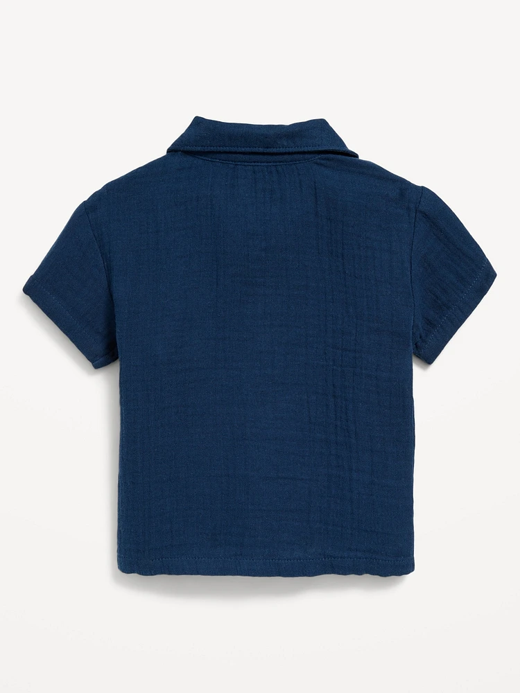 Short-Sleeve Embroidered Camp Shirt for Baby