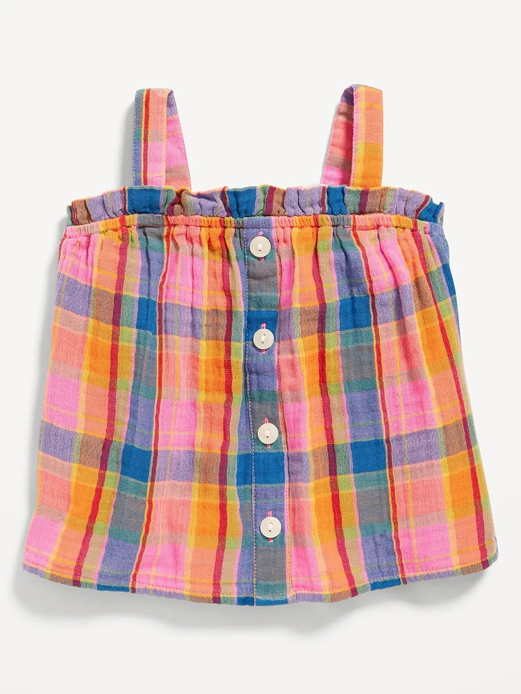 Sleeveless Button-Front Top for Toddler Girls