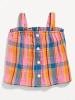 Sleeveless Button-Front Top for Toddler Girls