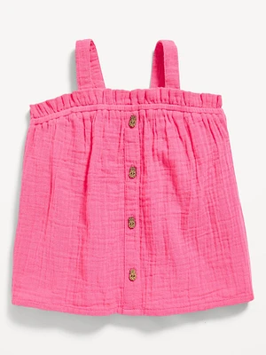 Sleeveless Button-Front Top for Toddler Girls