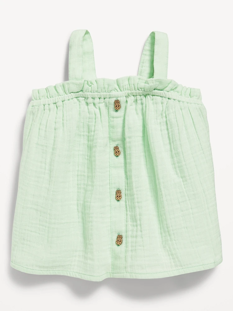 Sleeveless Button-Front Top for Toddler Girls