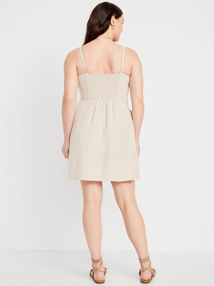 Fit & Flare Linen-Blend Mini Dress